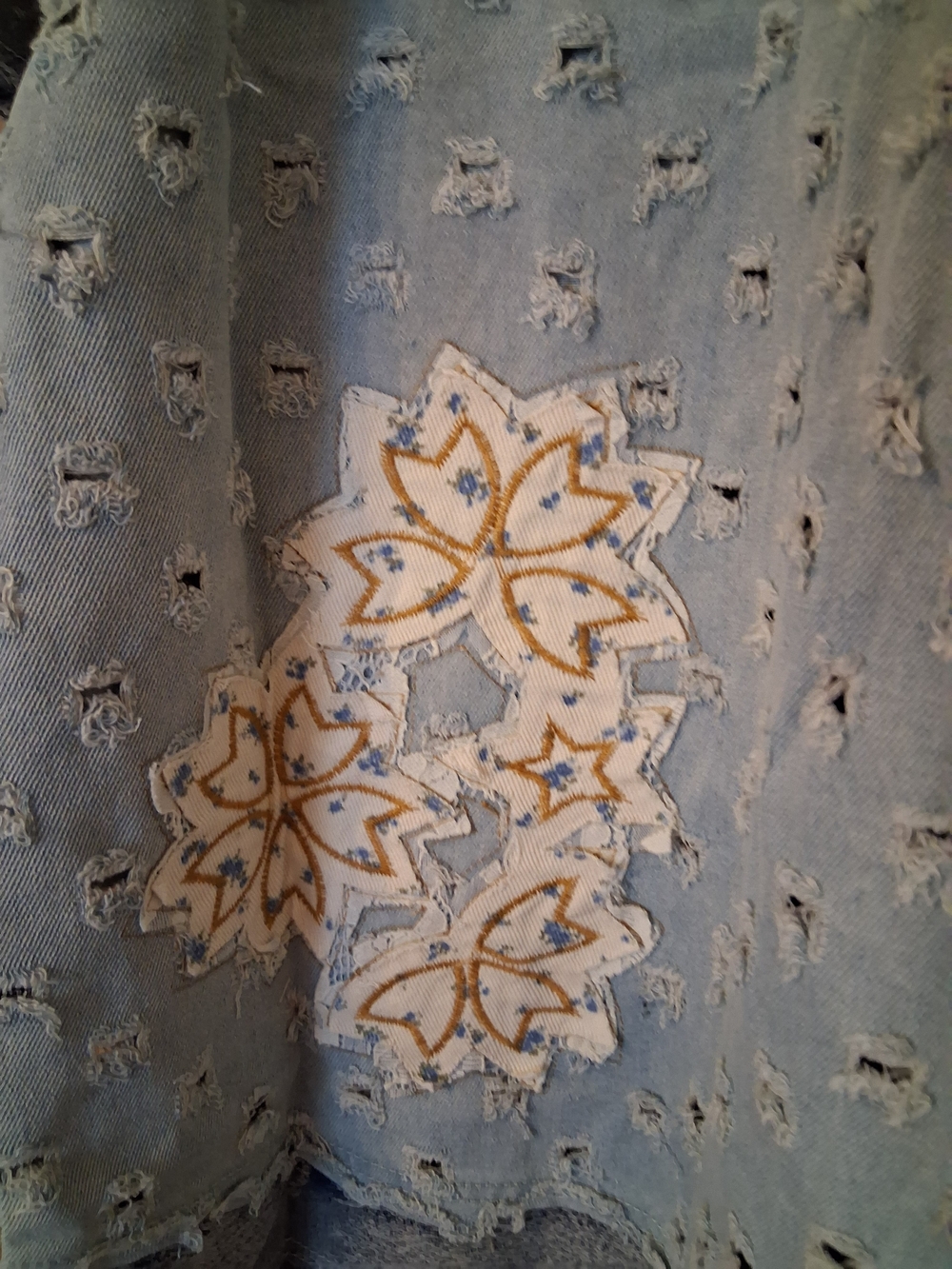 POL Light Blue Distressed Patchwork Denim Jacket - Picture 8 of 9